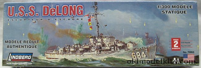 Lindberg 1/300 USS DeLong DE684 Destroyer Escort (Rudderow Class), 70863 plastic model kit